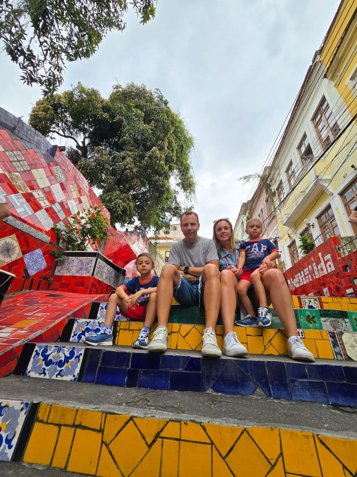 family at selaron steps santa teresa